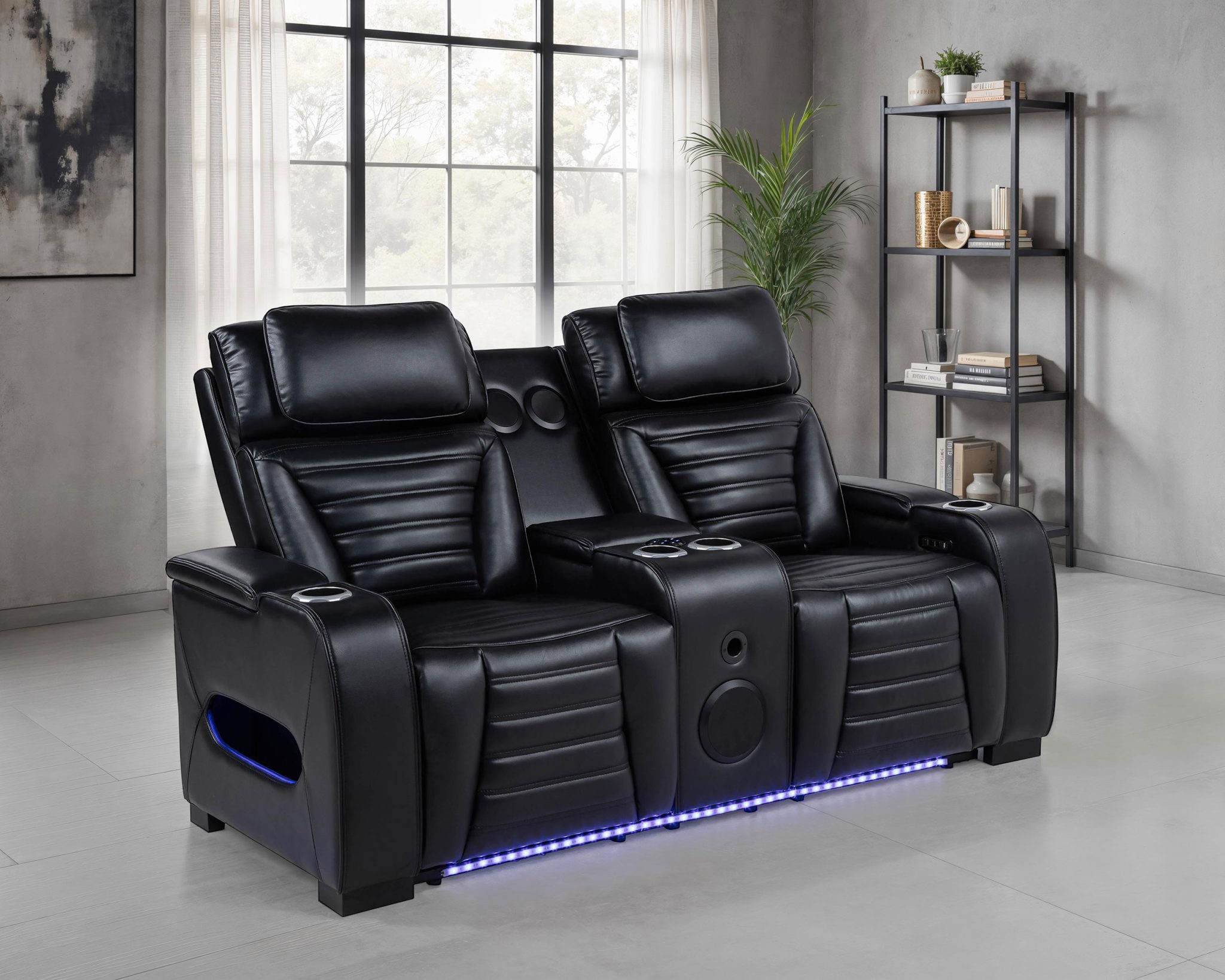 Zuma Dual Power Reclining Loveseat Black