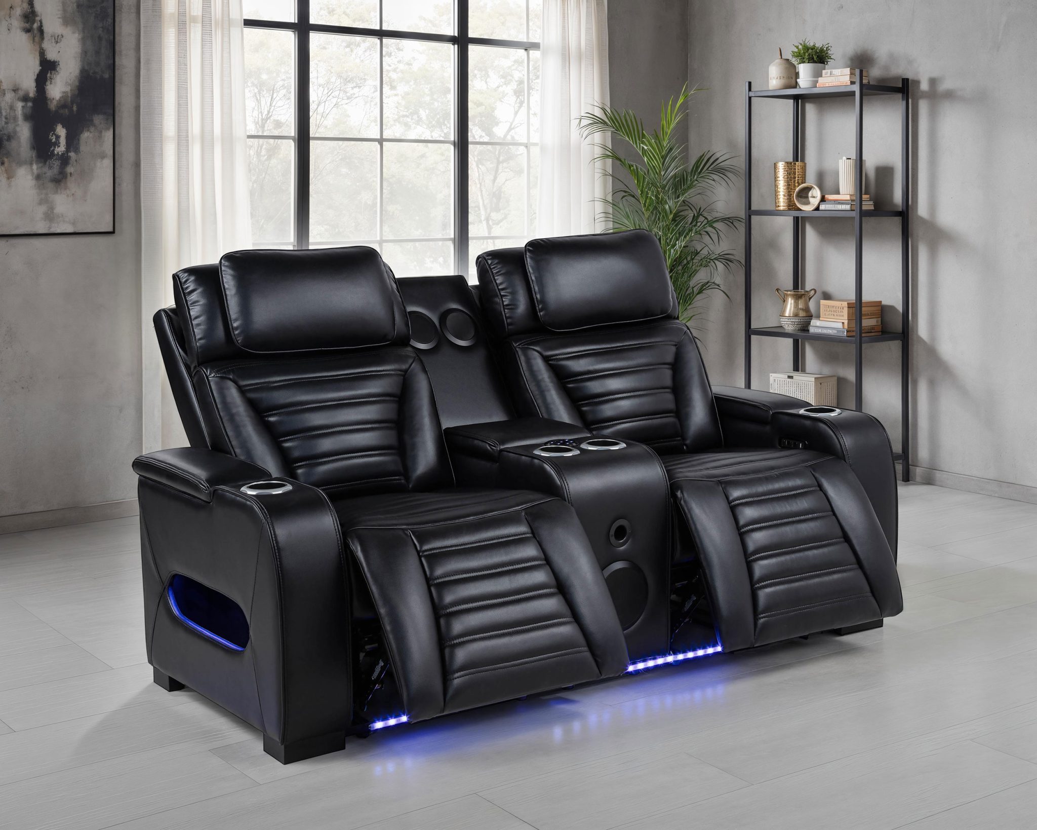 Zuma Dual Power Reclining Loveseat Black - Image 2