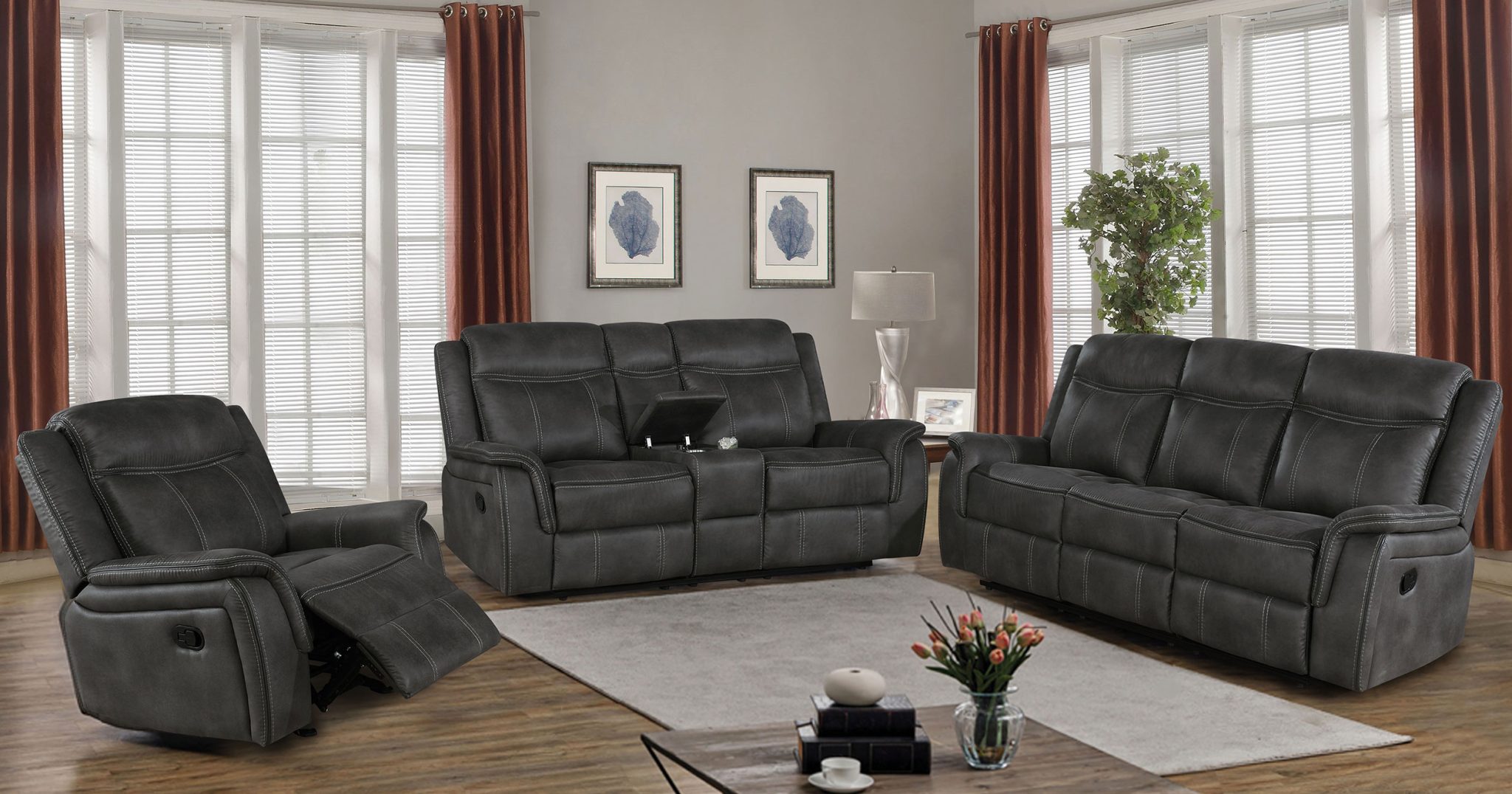 Lawrence Reclining Loveseat Charcoal - Image 7
