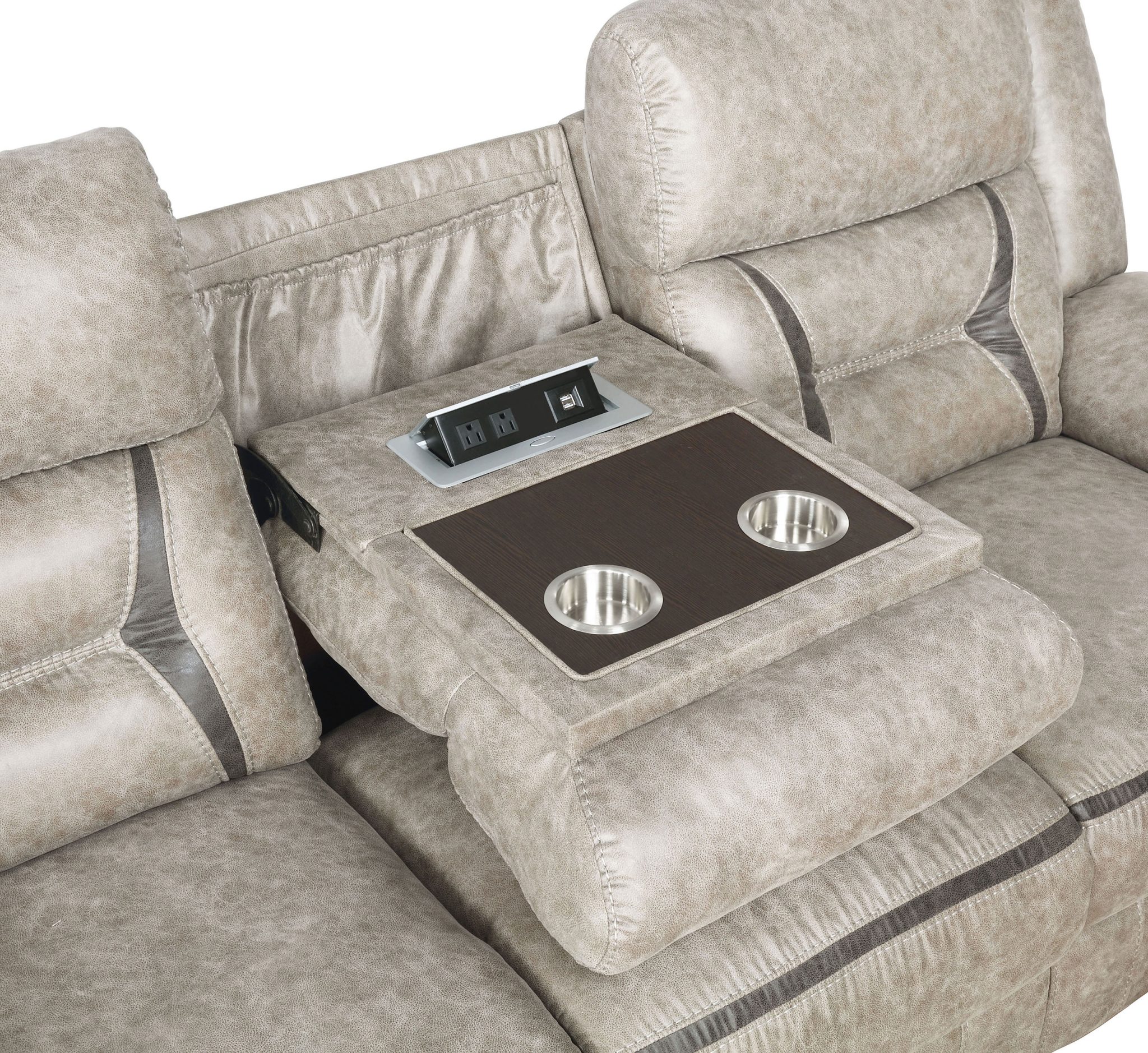 Greer Reclining Sofa Taupe - Image 4