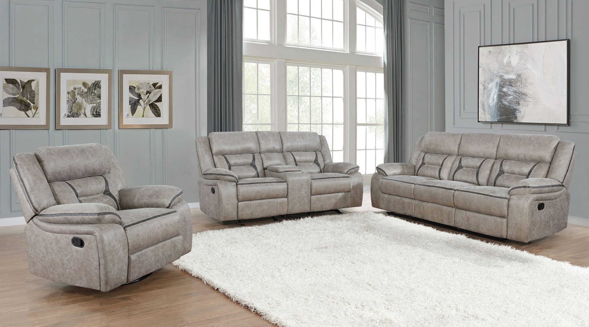 Greer Reclining Sofa Taupe - Image 8