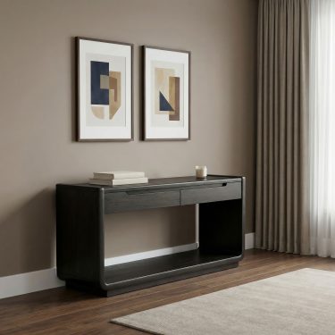 Leandro 2-Drawer Wood Entryway Console Table Burnished Black