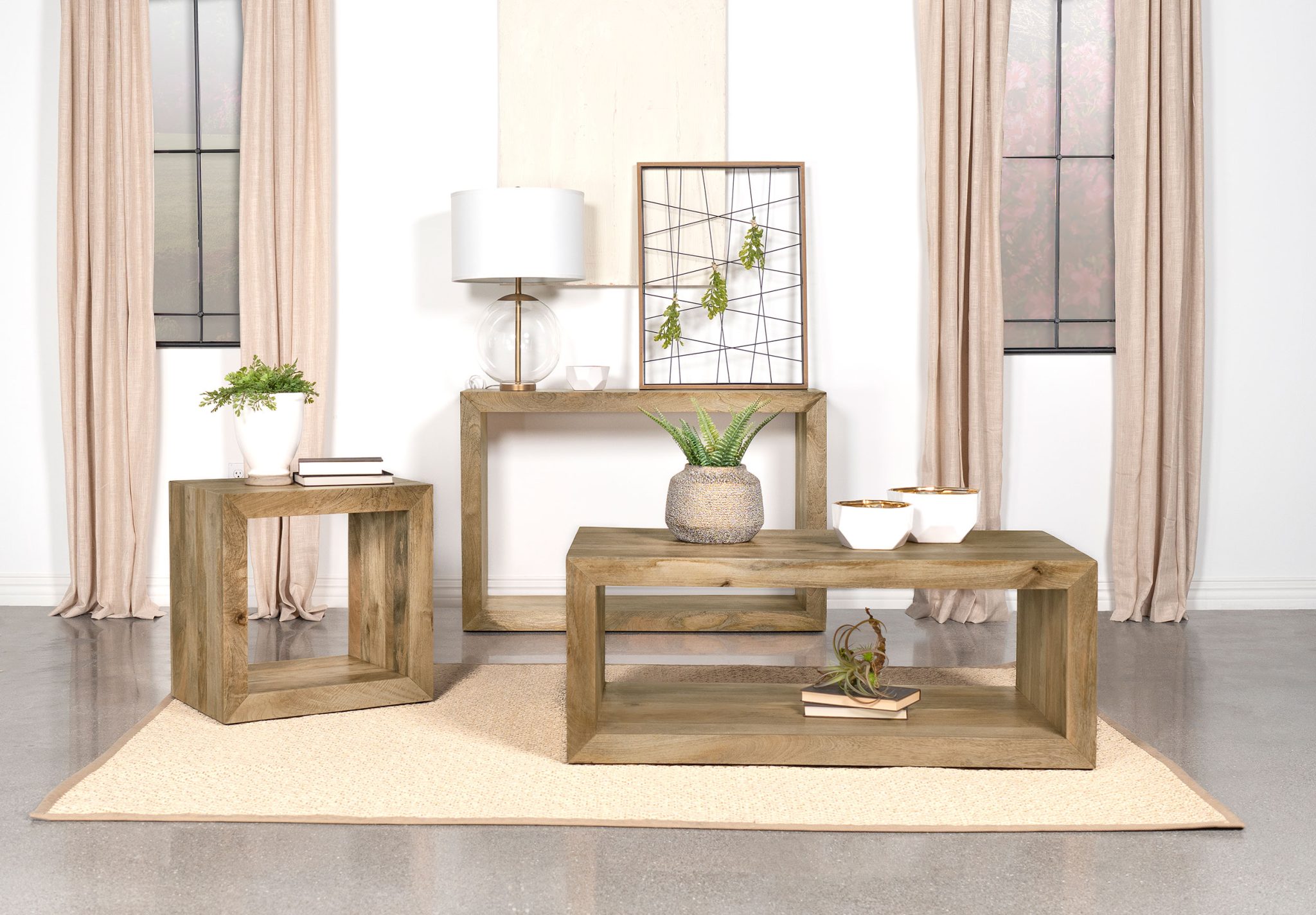 Benton Rectangular Solid Wood Entryway Console Table Natural - Image 8