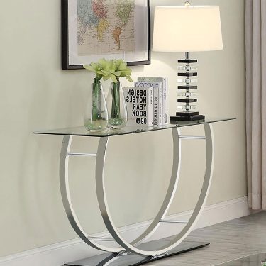 Danville U-shaped Glass Top Entryway Console Table Chrome