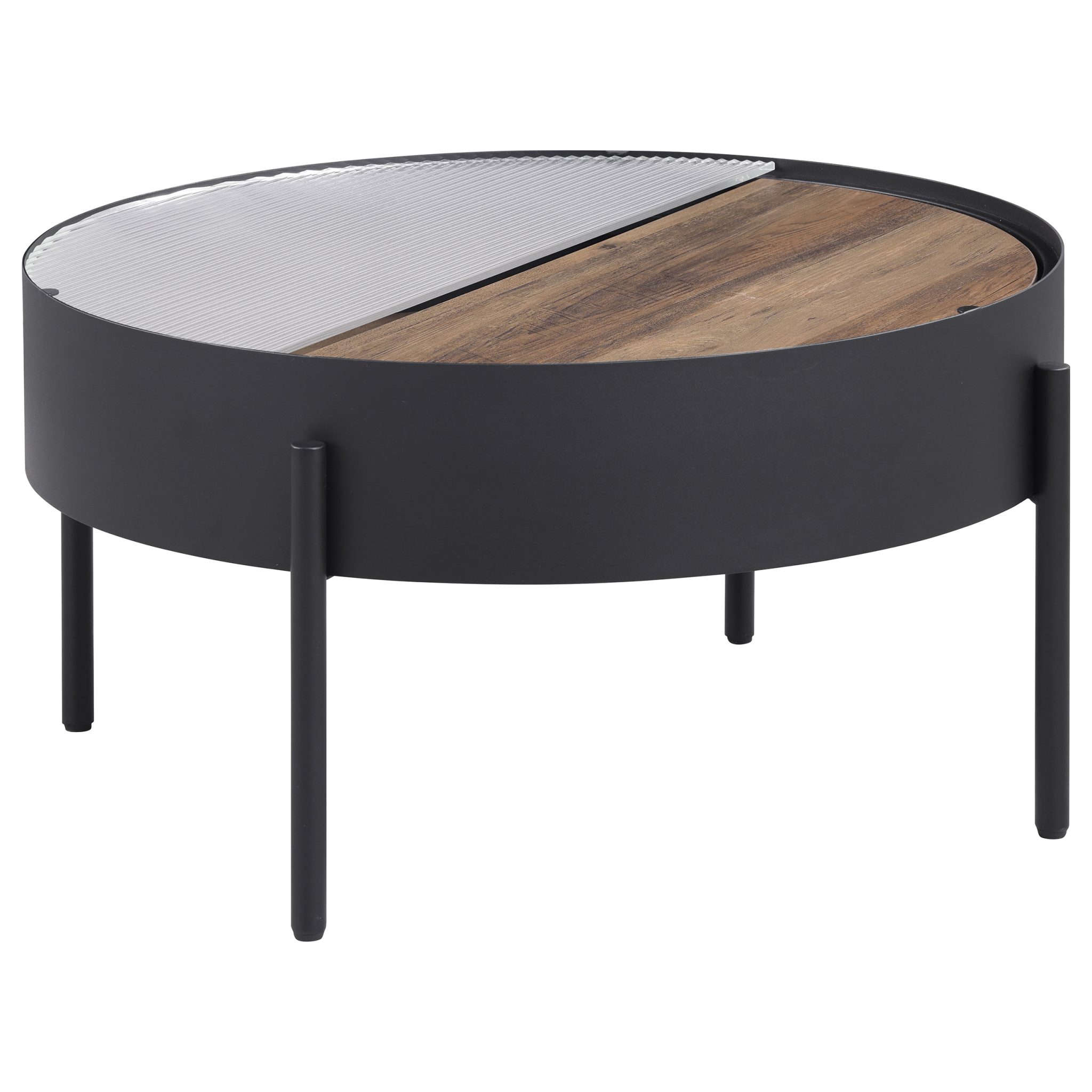 Ozella Round Coffee Table with Hidden Storage Sandy Black - Image 4