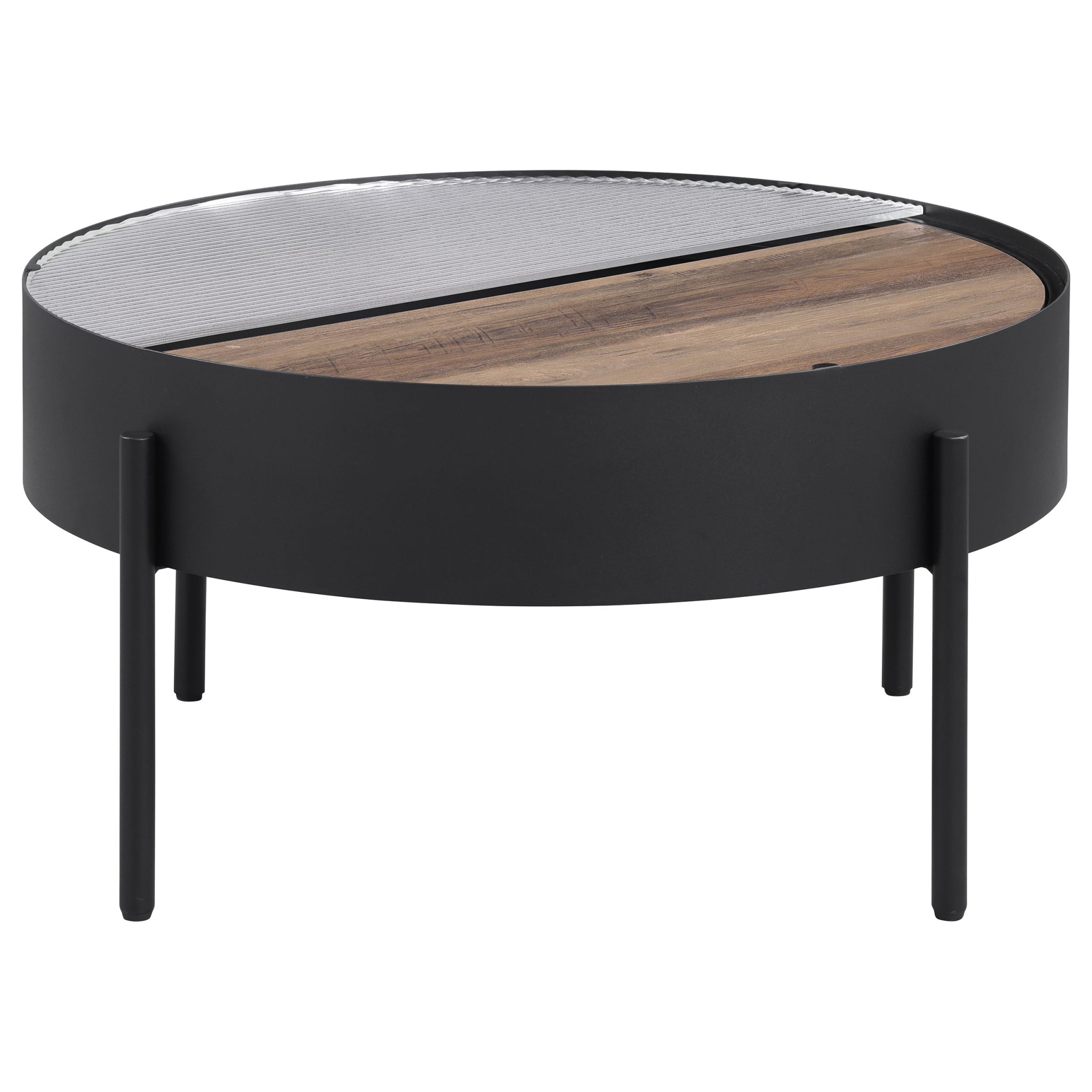 Ozella Round Coffee Table with Hidden Storage Sandy Black - Image 5