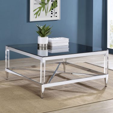 Lindley Square Mirrored Glass Coffee and End Table Chrome