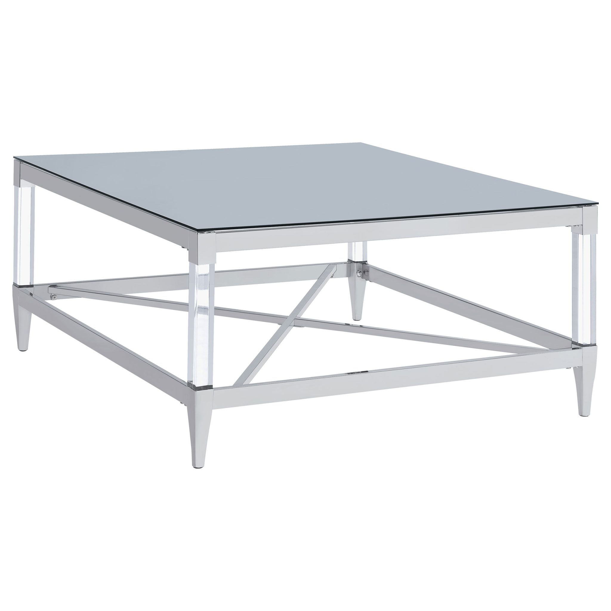Lindley Square Mirrored Glass Coffee and End Table Chrome - Image 2