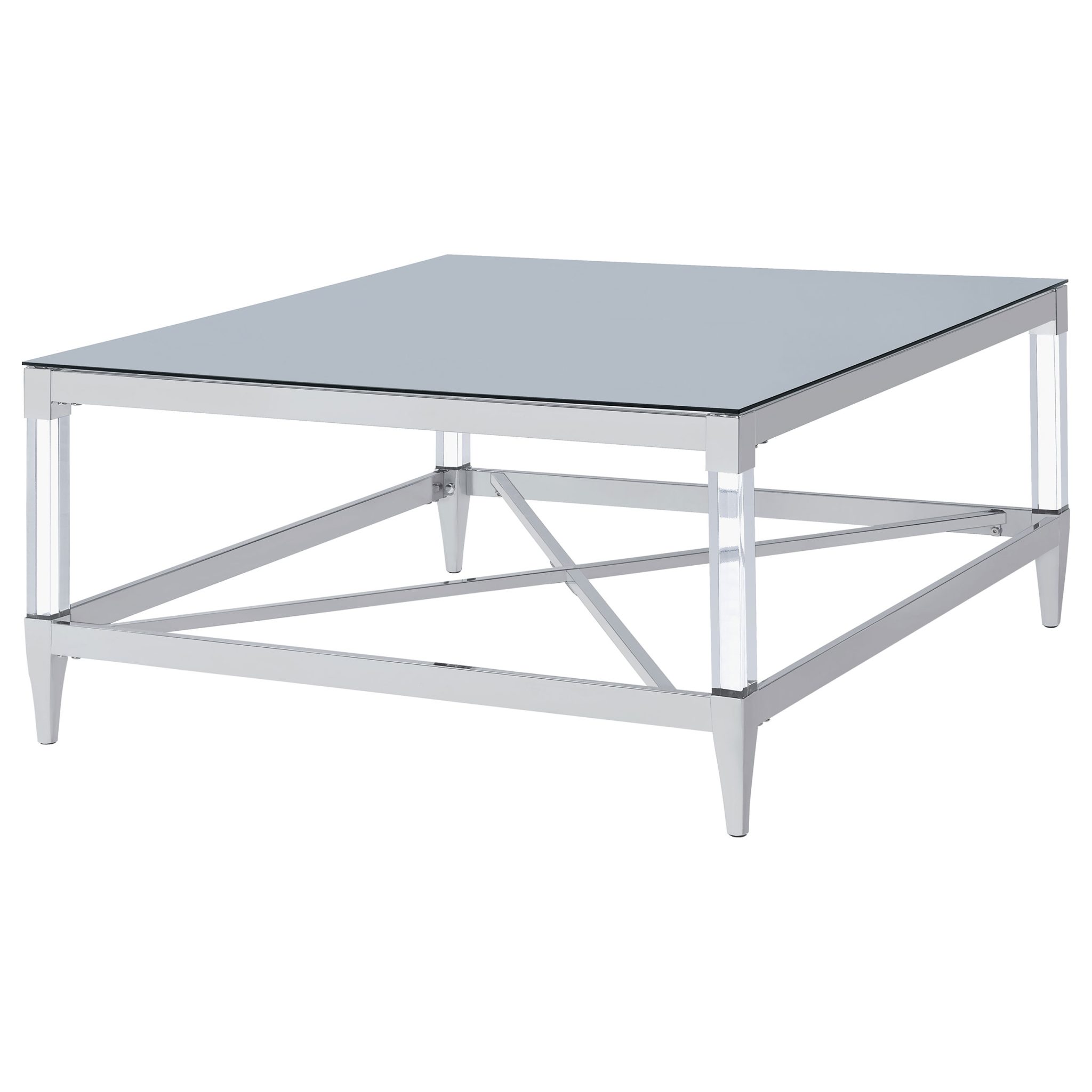 Lindley Square Mirrored Glass Coffee and End Table Chrome - Image 4