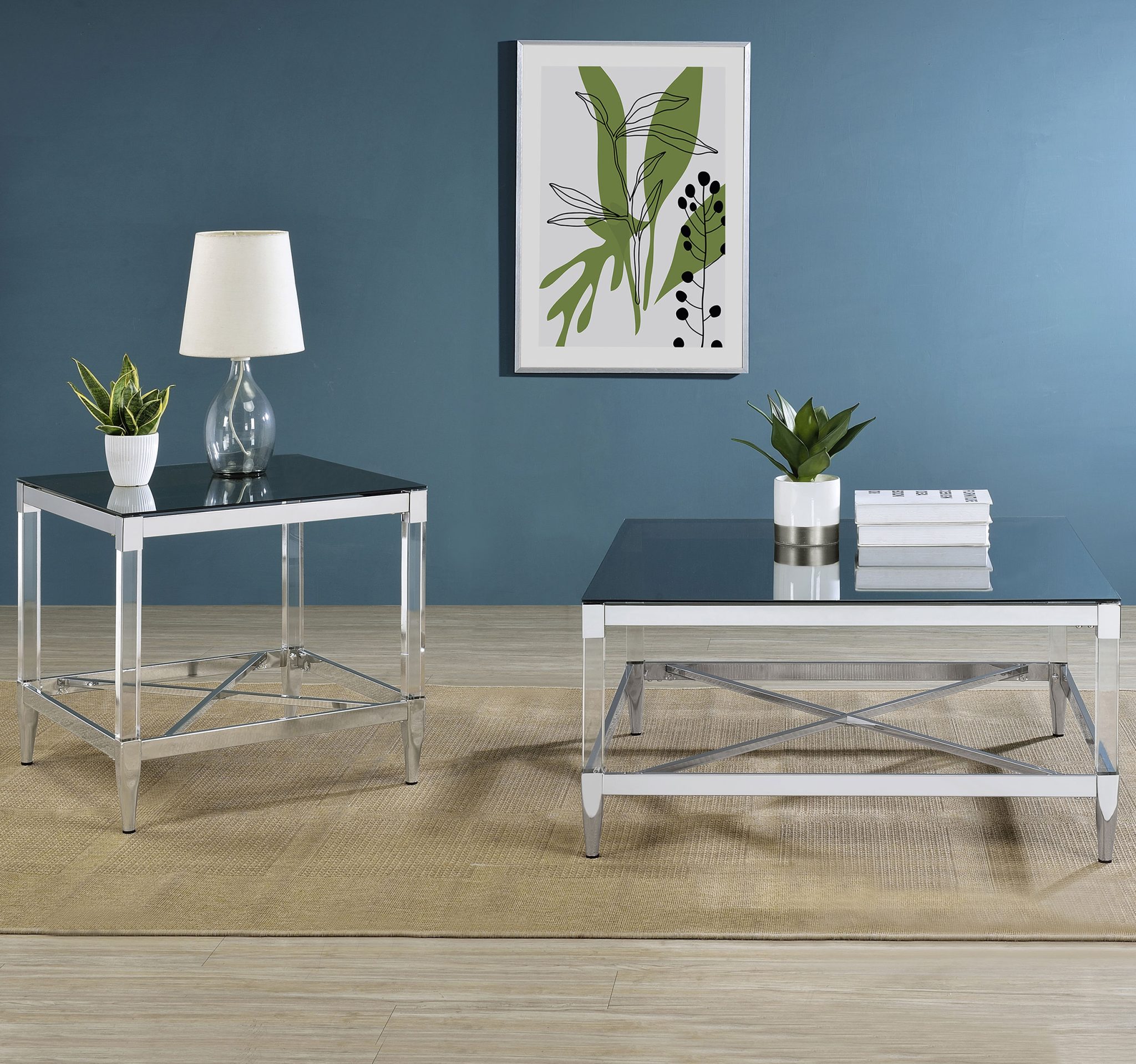 Lindley Square Mirrored Glass Coffee and End Table Chrome - Image 8
