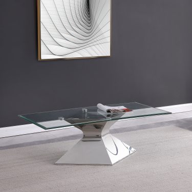 Jenny Oblong Glass Top Coffee Table Natural and Silver