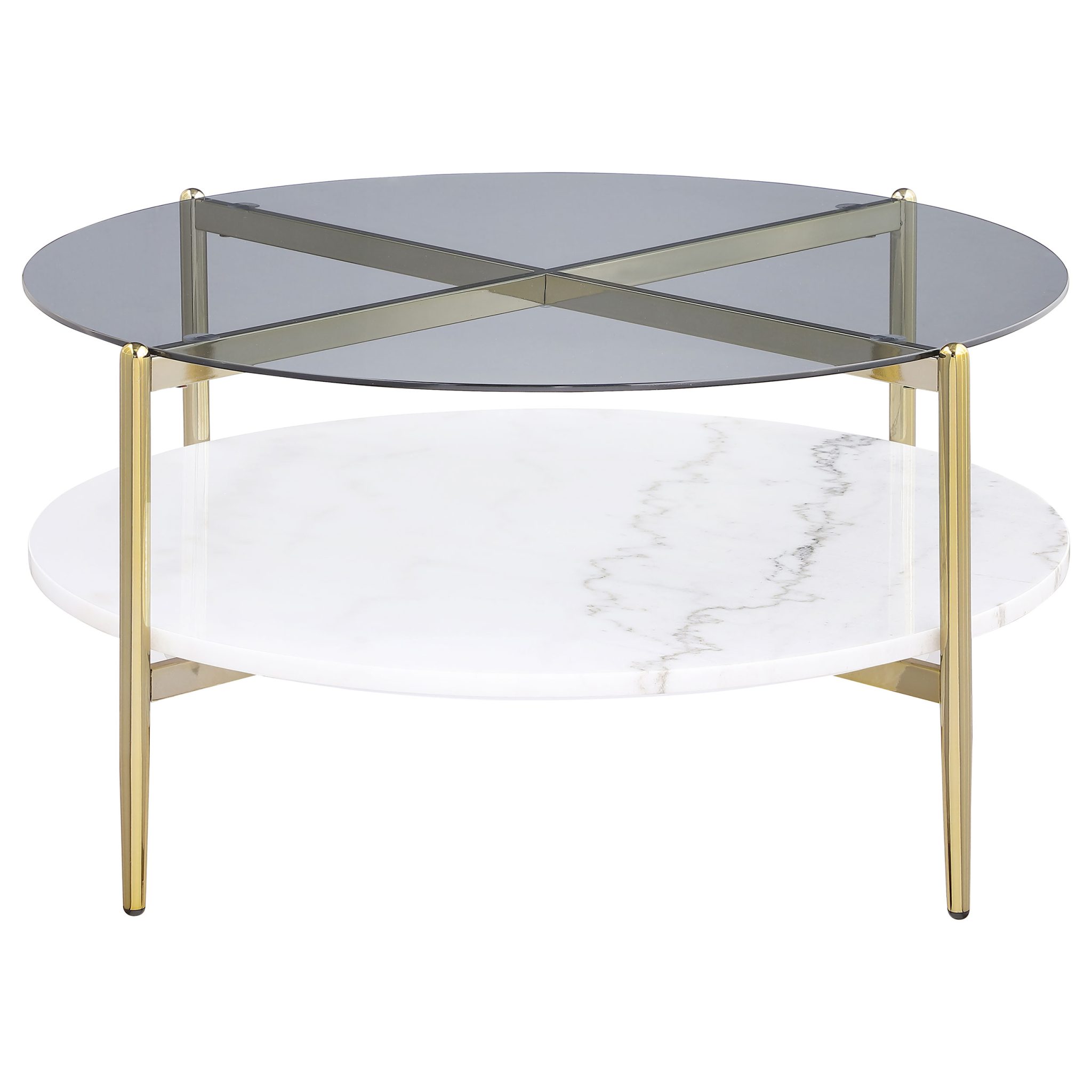Jonelle Marble Top Coffee and End Table White and Gunmetal - Image 3