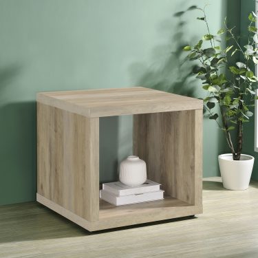 Frisco Wood End Table with Lower Shelf Distressed Pine