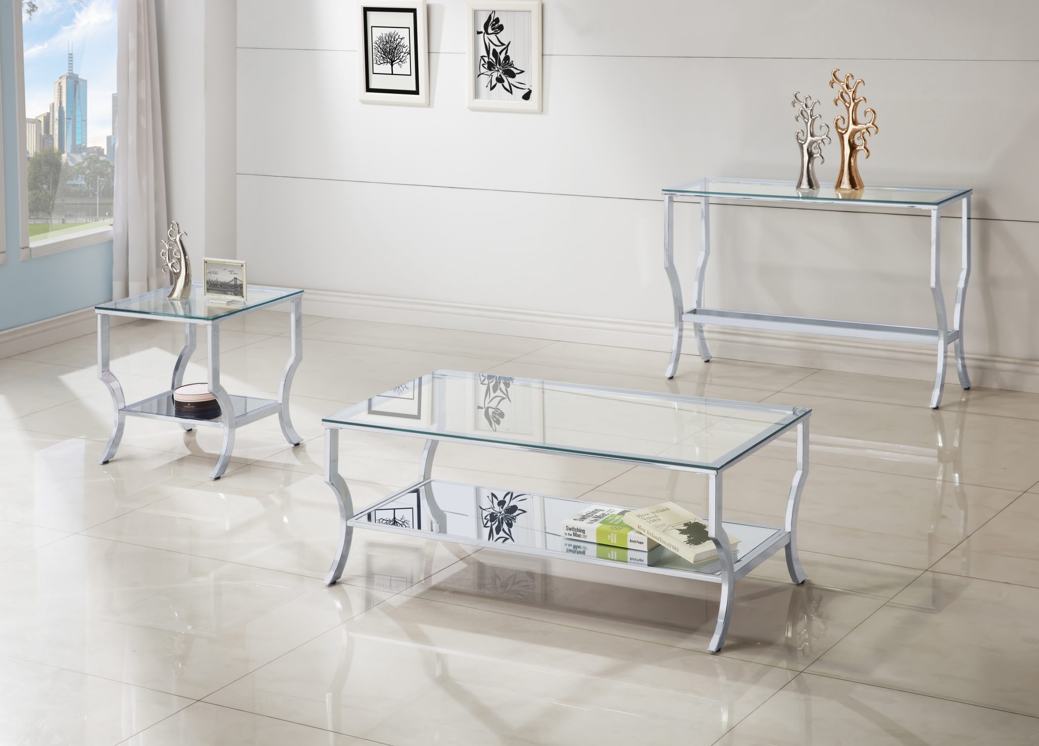 Saide Rectangular Glass Top Entryway Console Table Chrome - Image 7