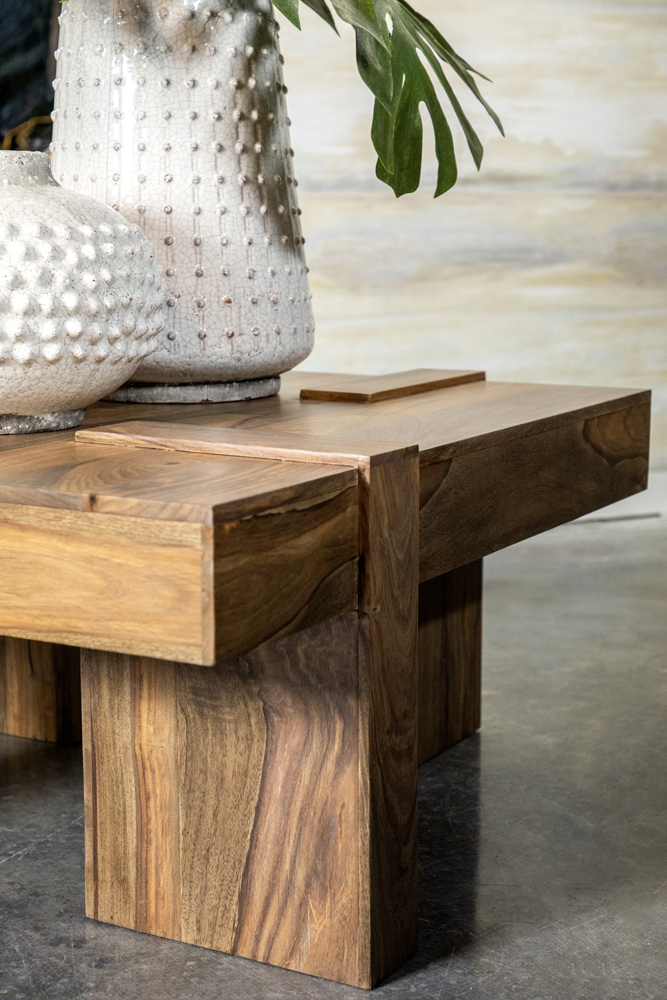Samira Square Solid Wood Coffee Table Natural Sheesham - Image 10