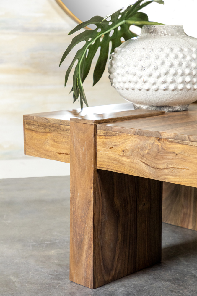 Samira Square Solid Wood Coffee Table Natural Sheesham - Image 12