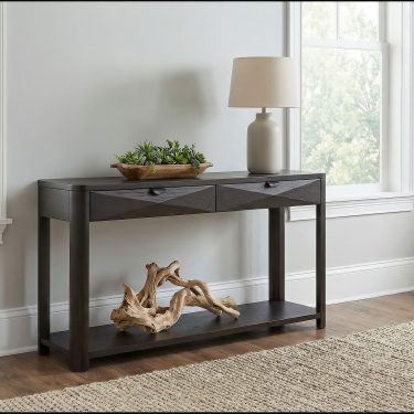 Marcelo Sofa Console Table with 2 Drawers and Shelf Coffee