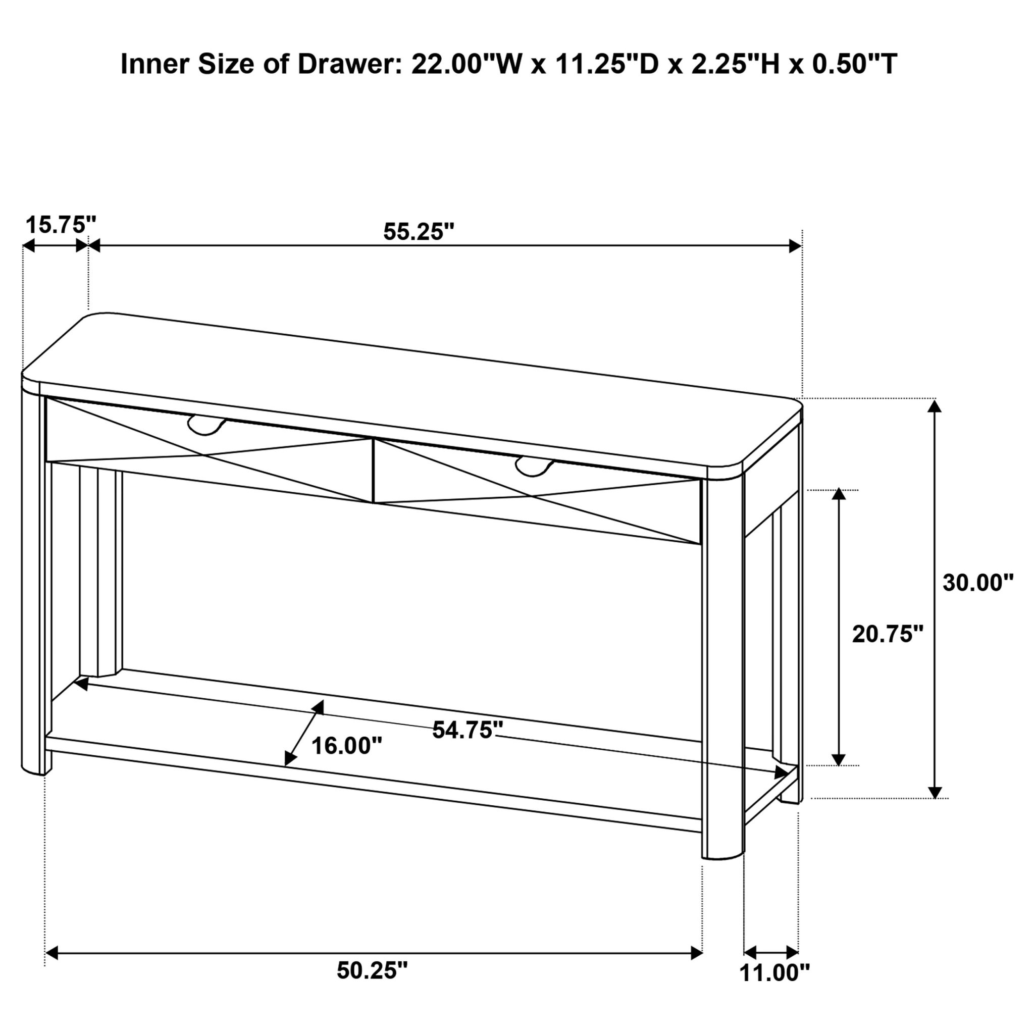 Marcelo Sofa Console Table with 2 Drawers and Shelf Coffee - Image 14