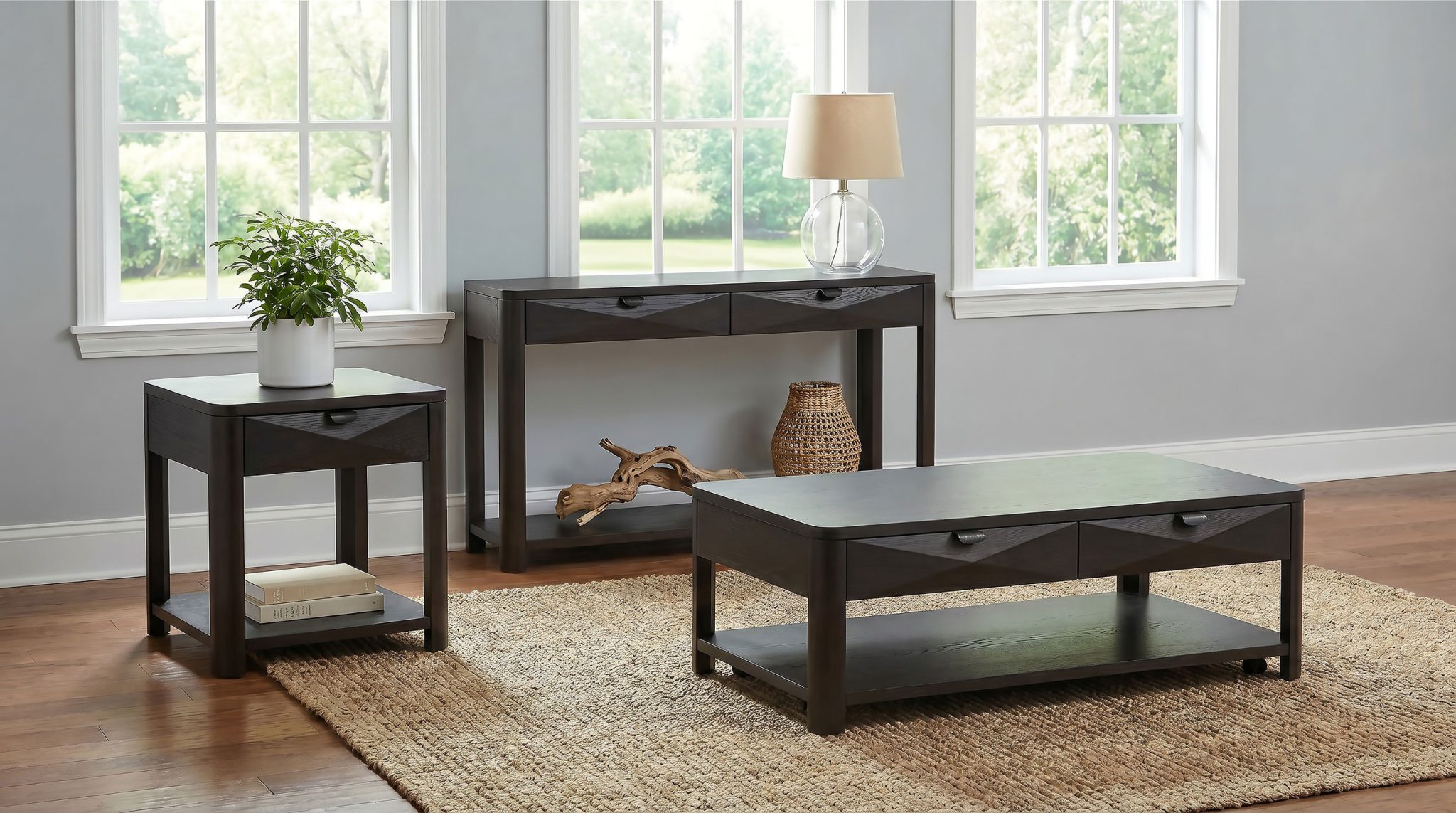 Marcelo Sofa Console Table with 2 Drawers and Shelf Coffee - Image 15