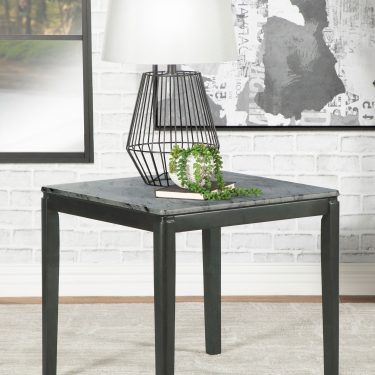 Mozzi Square SmartTop Faux Marble Side End Table Grey and Black