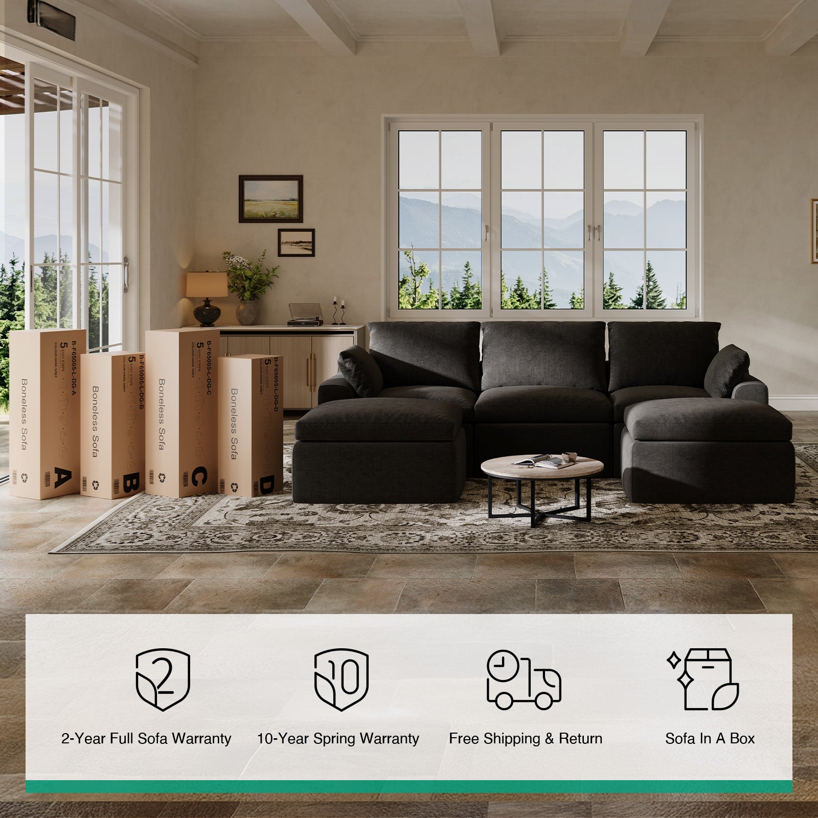 DayDrift Chenille Modular Sectional Sofa - Dark Gray - Image 10