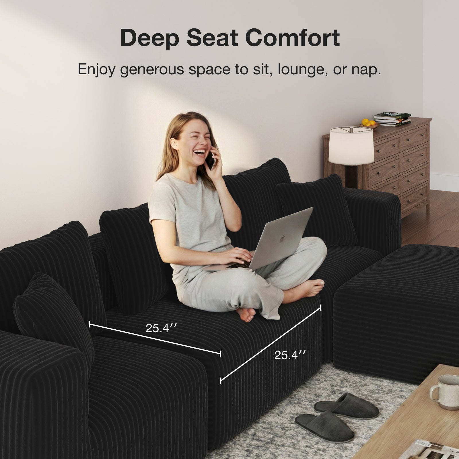 Modern Corduroy Modular Sectional Sofa - Image 9