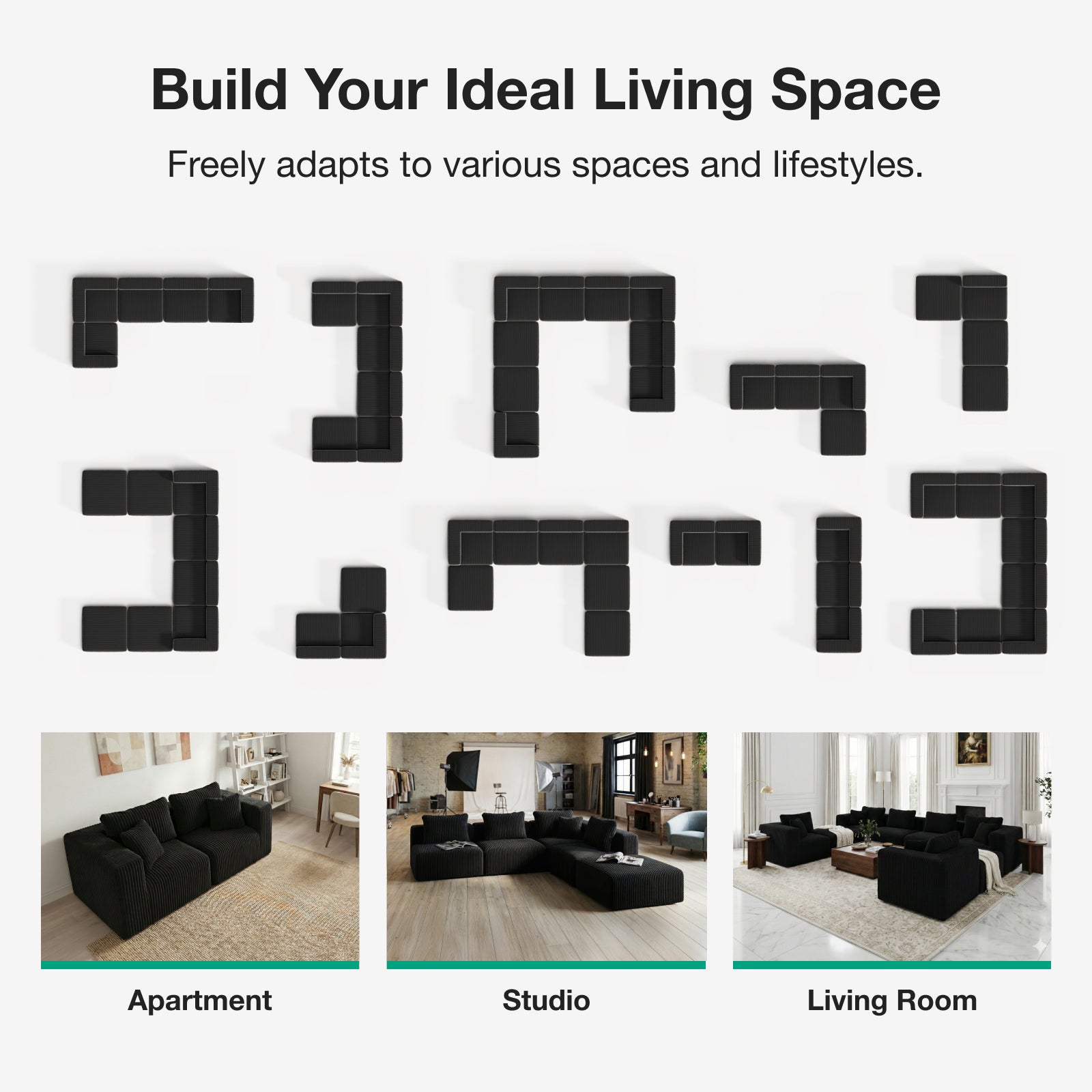 Modern Corduroy Modular Sectional Sofa - Image 10