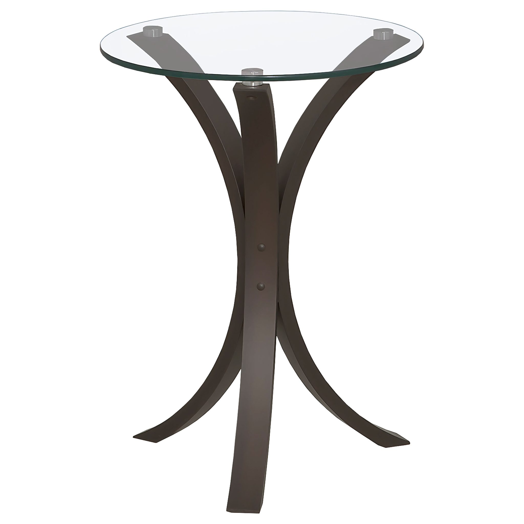 Edgar Round Glass Top Accent Side Table Cappuccino - Image 2