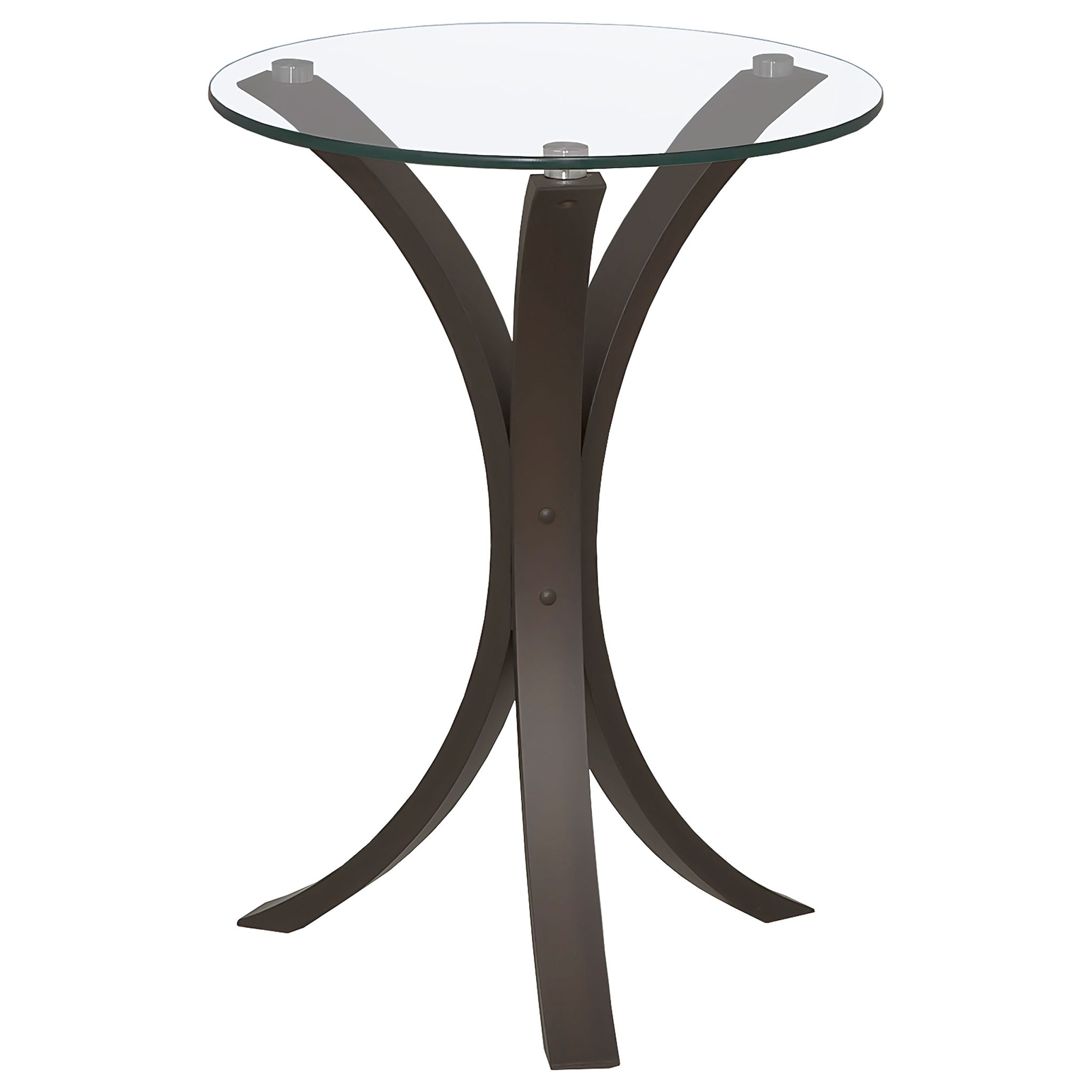 Edgar Round Glass Top Accent Side Table Cappuccino - Image 3
