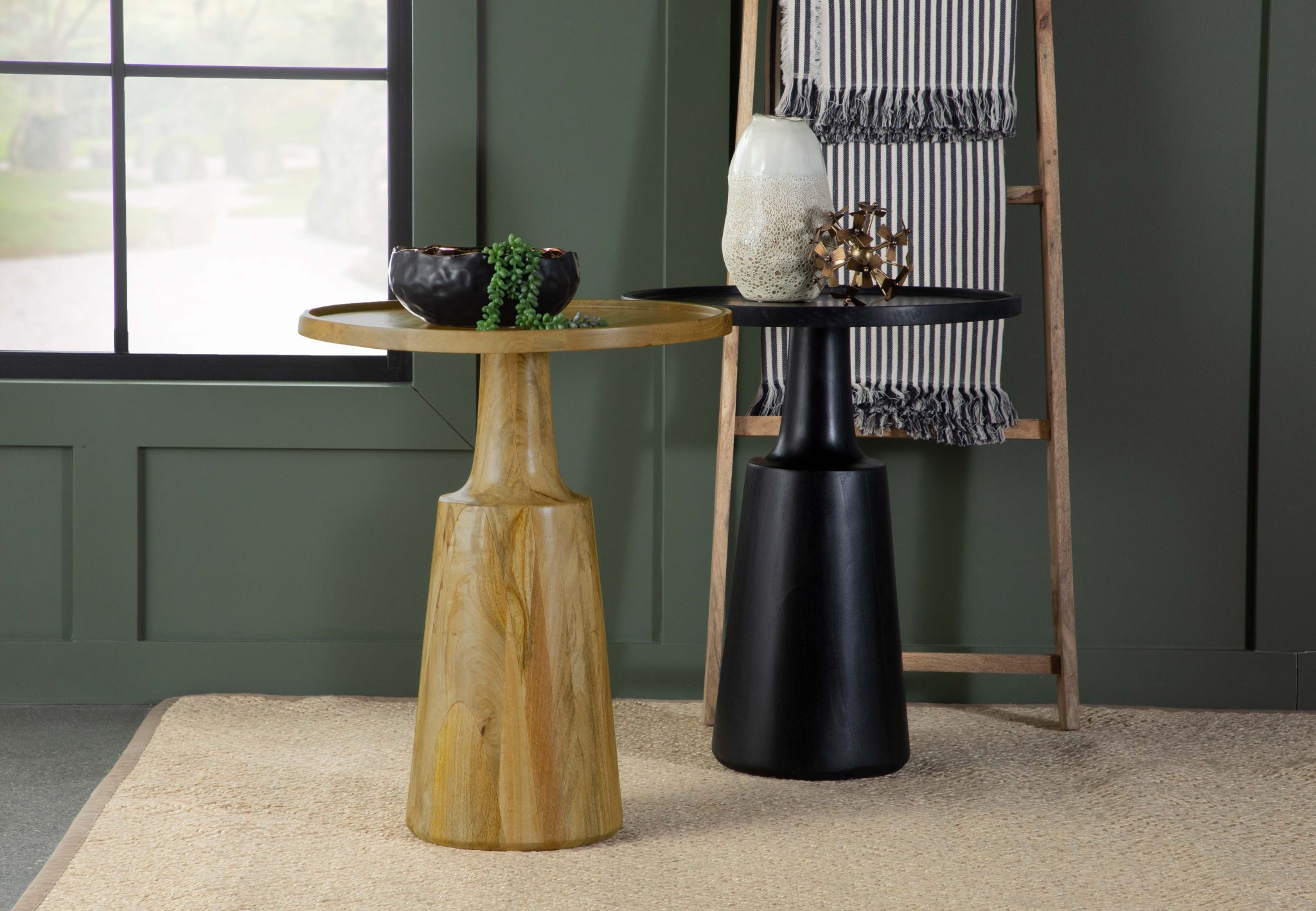 Ixia Round Solid Mango Wood Accent Side Table Natural - Image 6