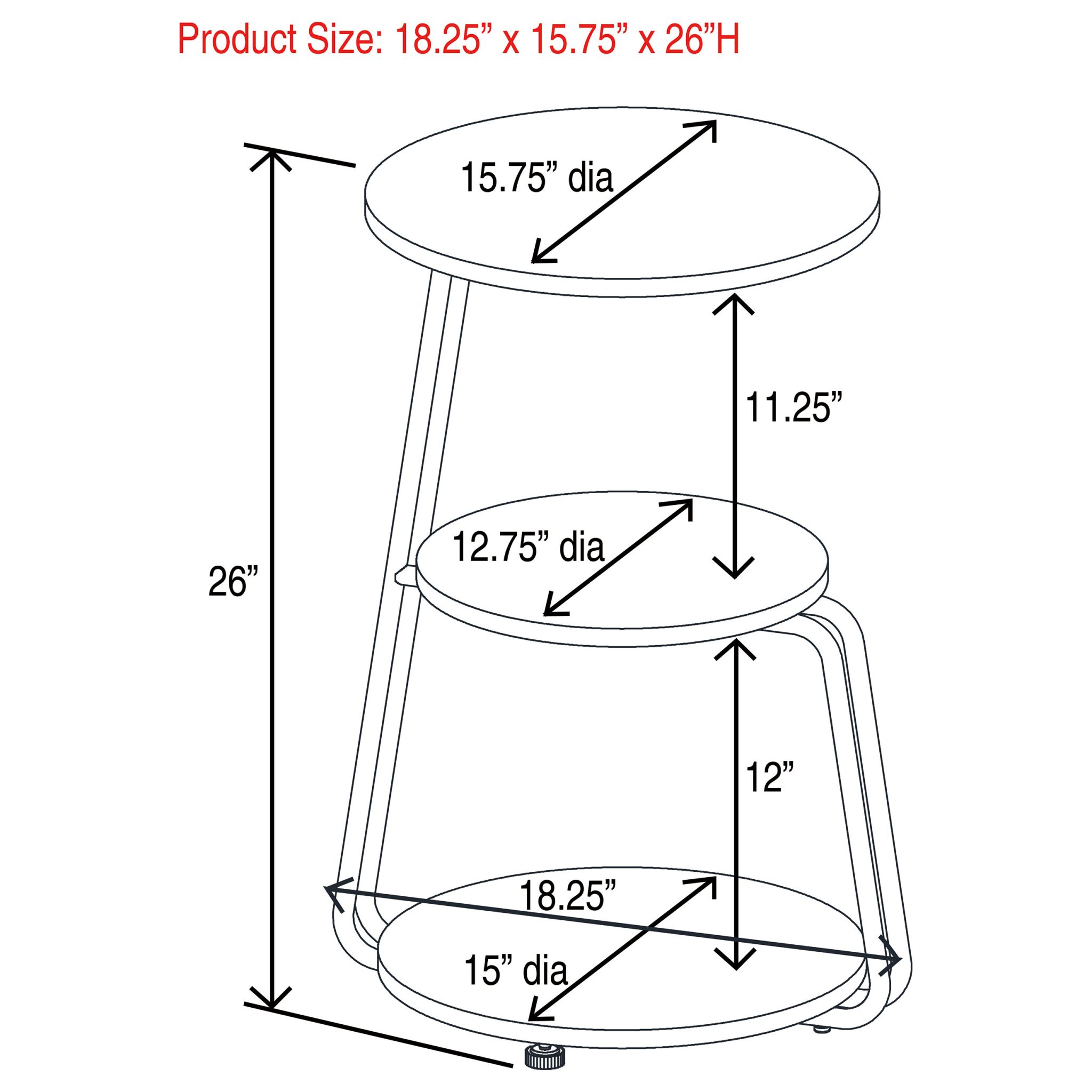 Hilly 3-Tier Round Accent Side Table White and Black - Image 11