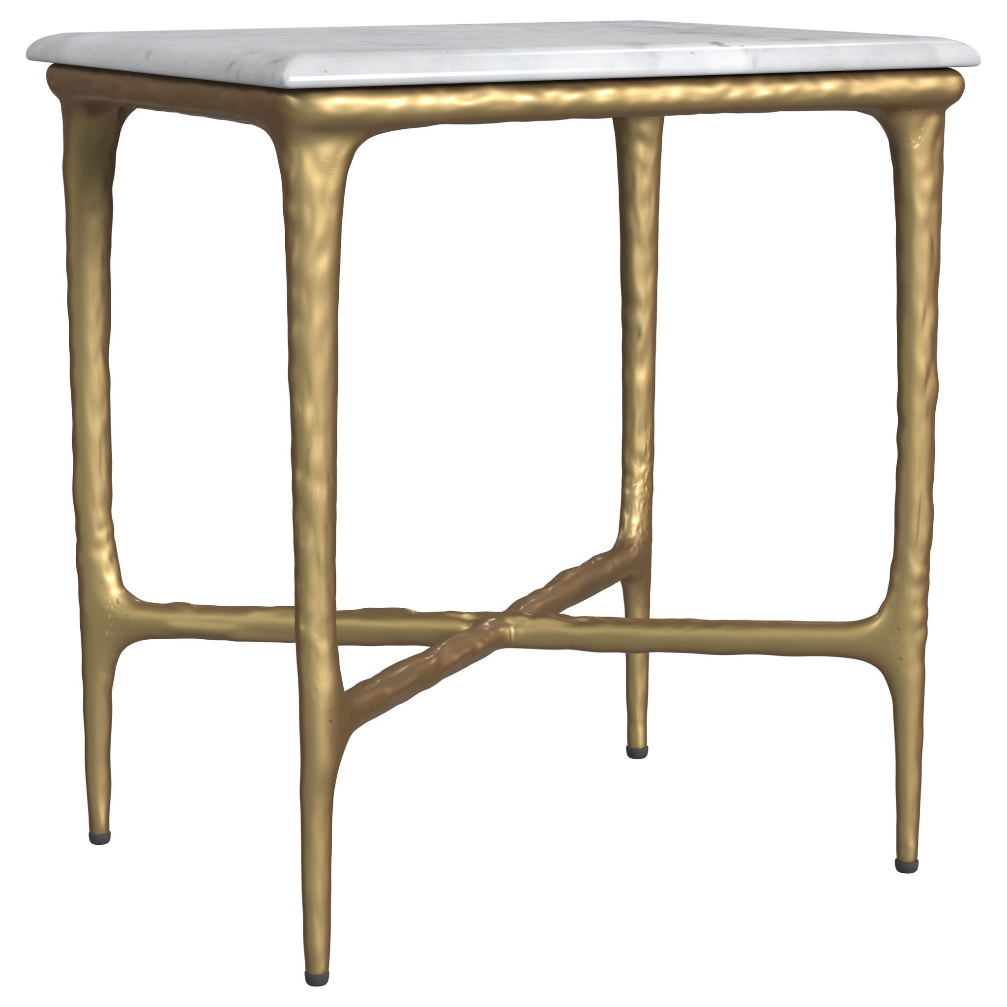 Baldwin Rectangular Marble Top Side Table White and Gold - Image 2