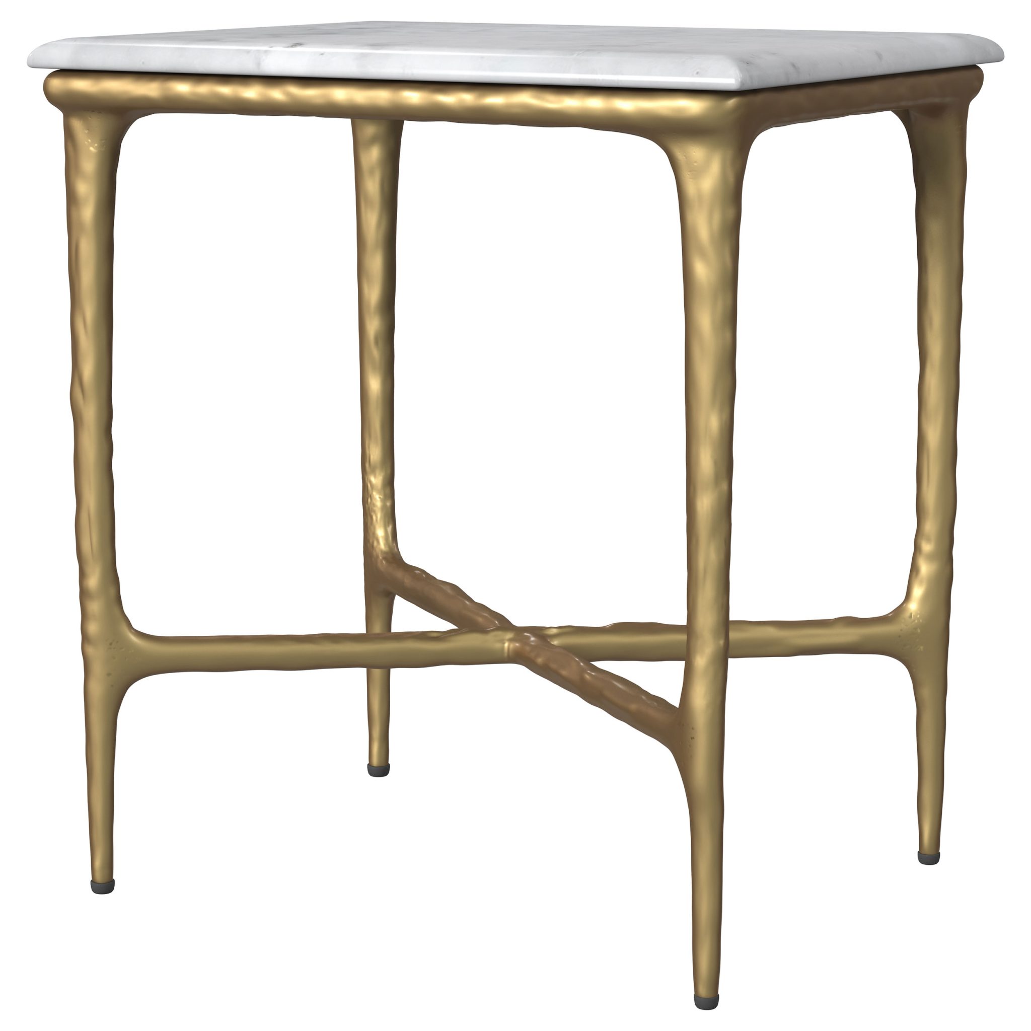 Baldwin Rectangular Marble Top Side Table White and Gold - Image 4