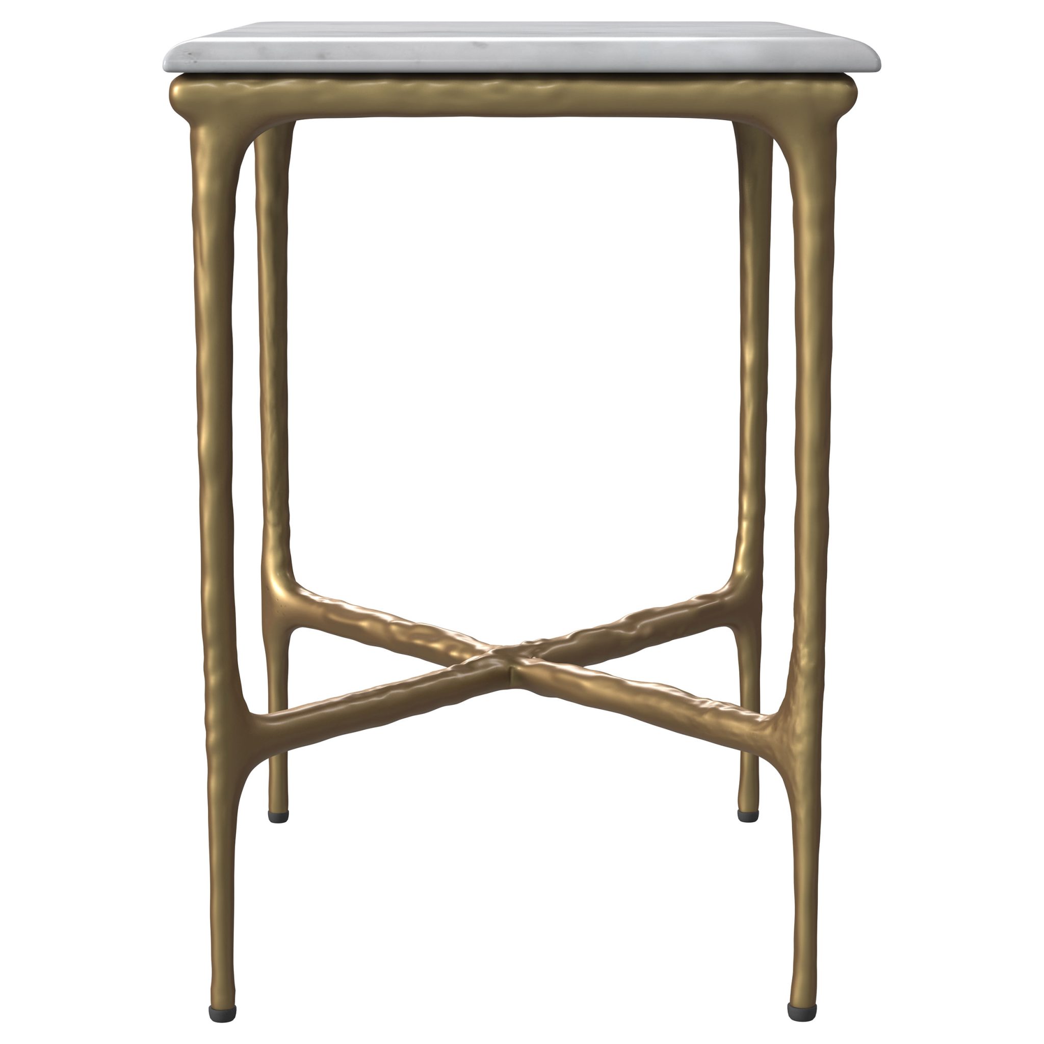 Baldwin Rectangular Marble Top Side Table White and Gold - Image 5
