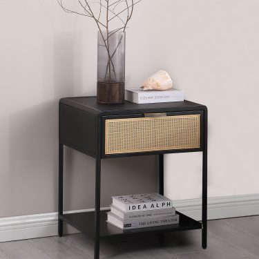Amherst 1-Drawer Cane Bedside Side Table