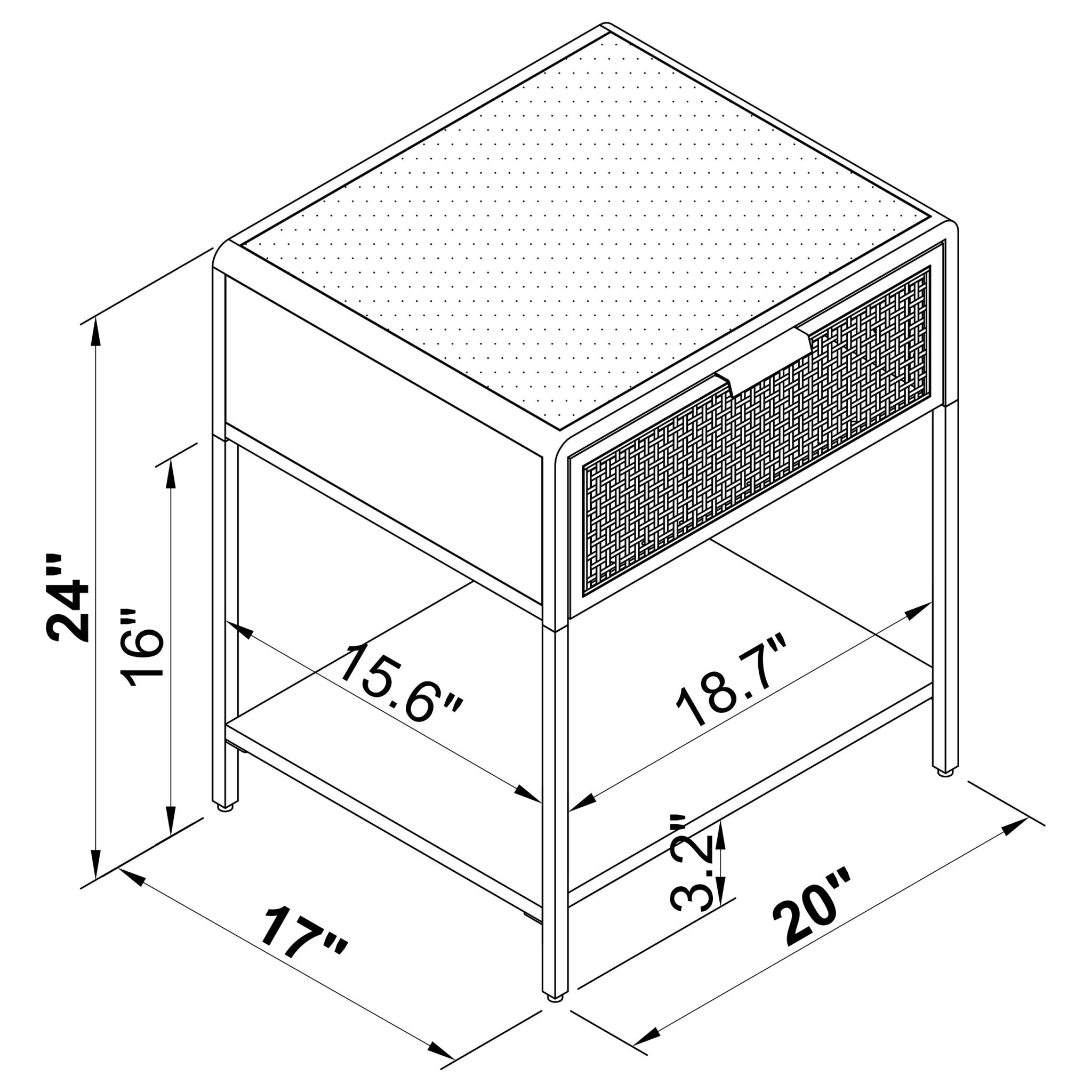 Amherst 1-Drawer Cane Bedside Side Table - Image 10