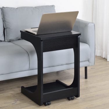 Ralston C-Shaped Lift-Top Sofa Side Table with Casters