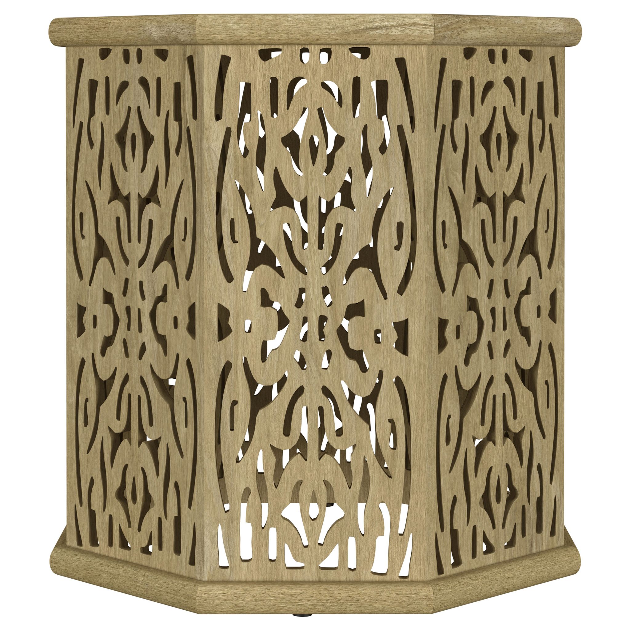 Torres Octagonal Solid Mango Wood Side Table Natural Brown - Image 3