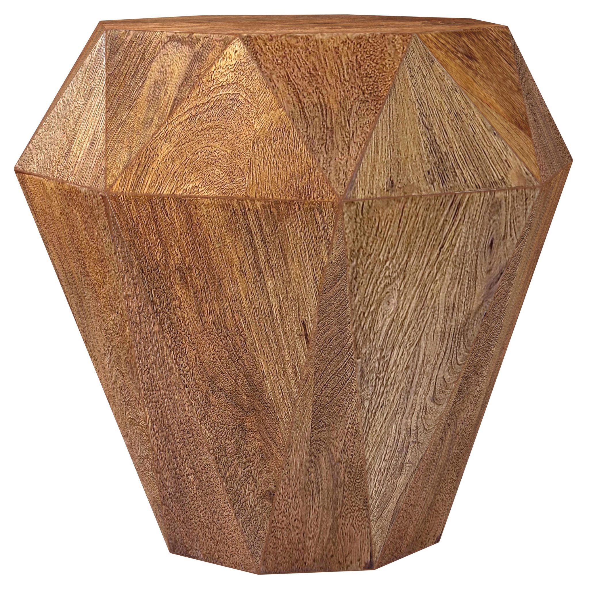Jacinto Octagonal Solid Mango Wood Side Table Natural Brown - Image 2
