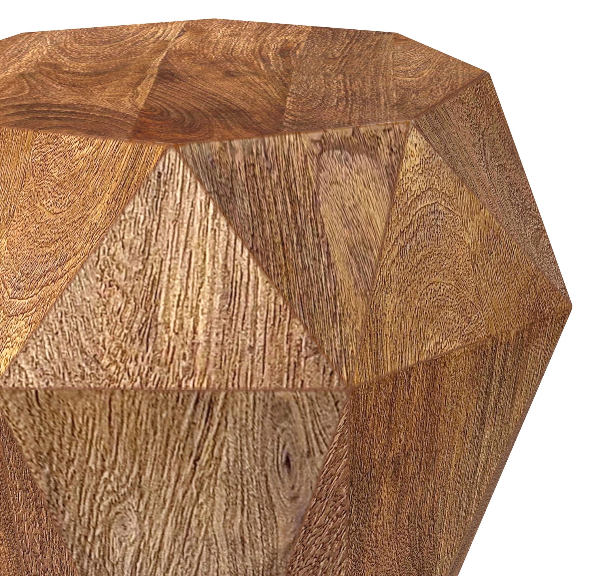 Jacinto Octagonal Solid Mango Wood Side Table Natural Brown - Image 4