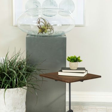 Heitor Square Solid Wood Top Tripod Side Table Dark Brown