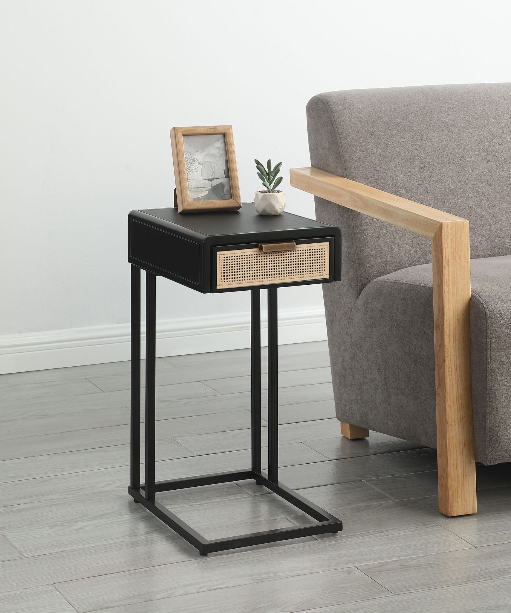 Amherst 1-Drawer Cane Side Table