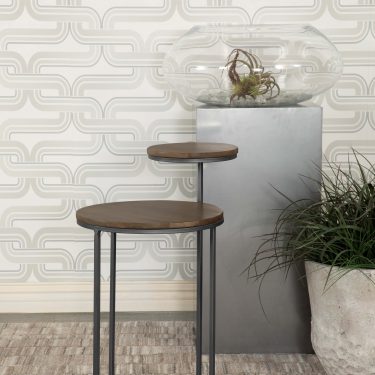 Yael Round Mango Wood Accent Side Table Natural and Gunmetal