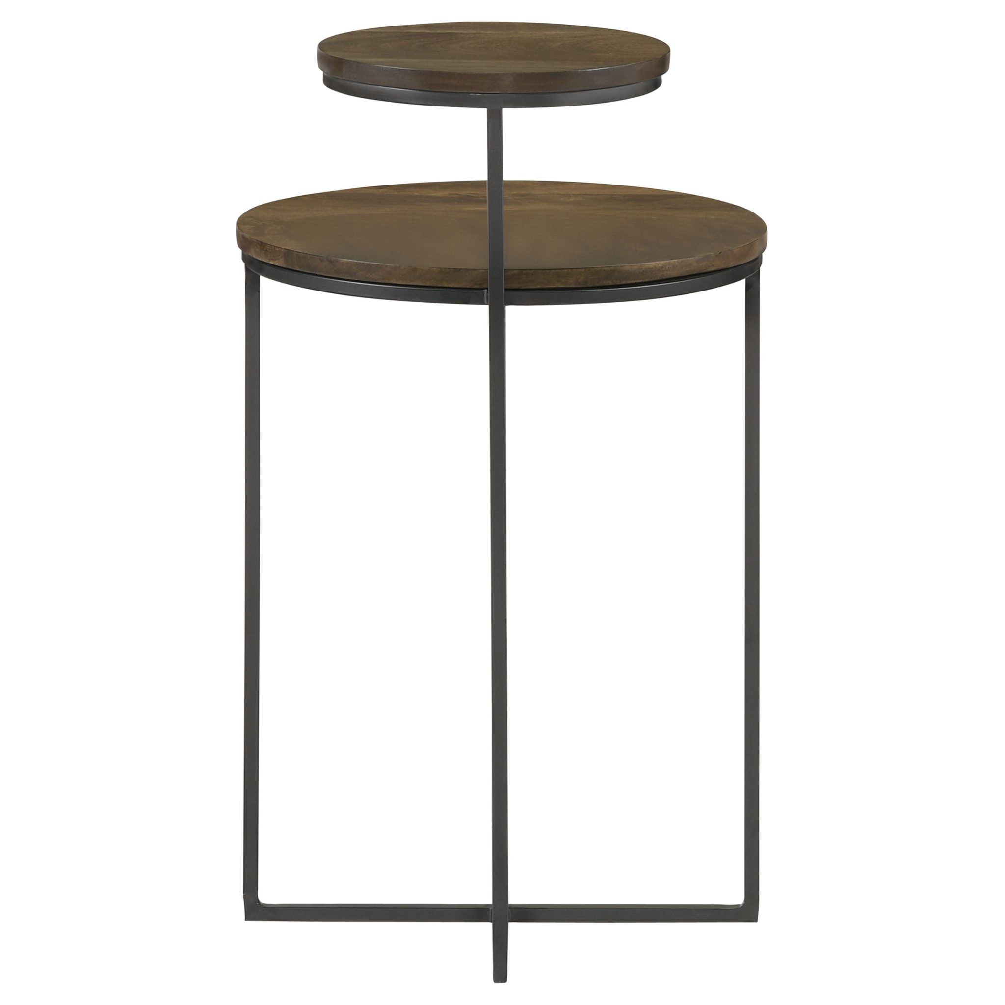 Yael Round Mango Wood Accent Side Table Natural and Gunmetal - Image 3