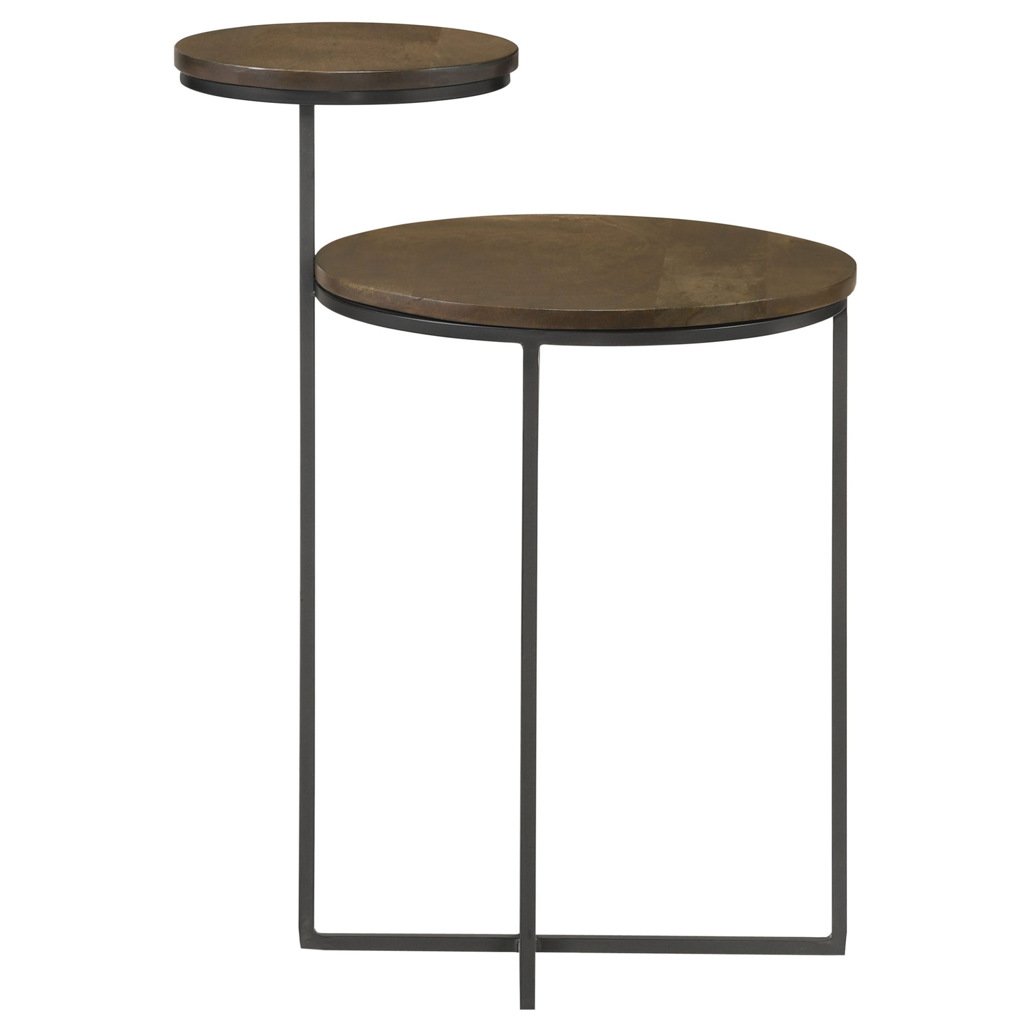 Yael Round Mango Wood Accent Side Table Natural and Gunmetal - Image 4