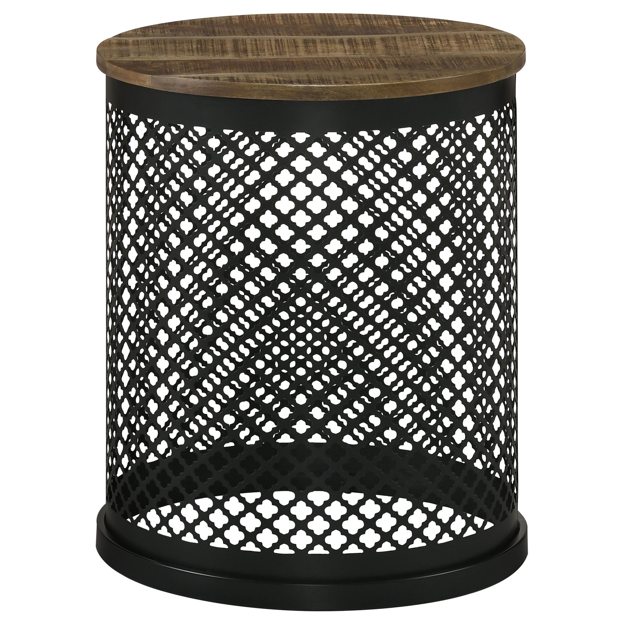 Aurora Round Drum Base Accent Side Table Natural and Black - Image 2
