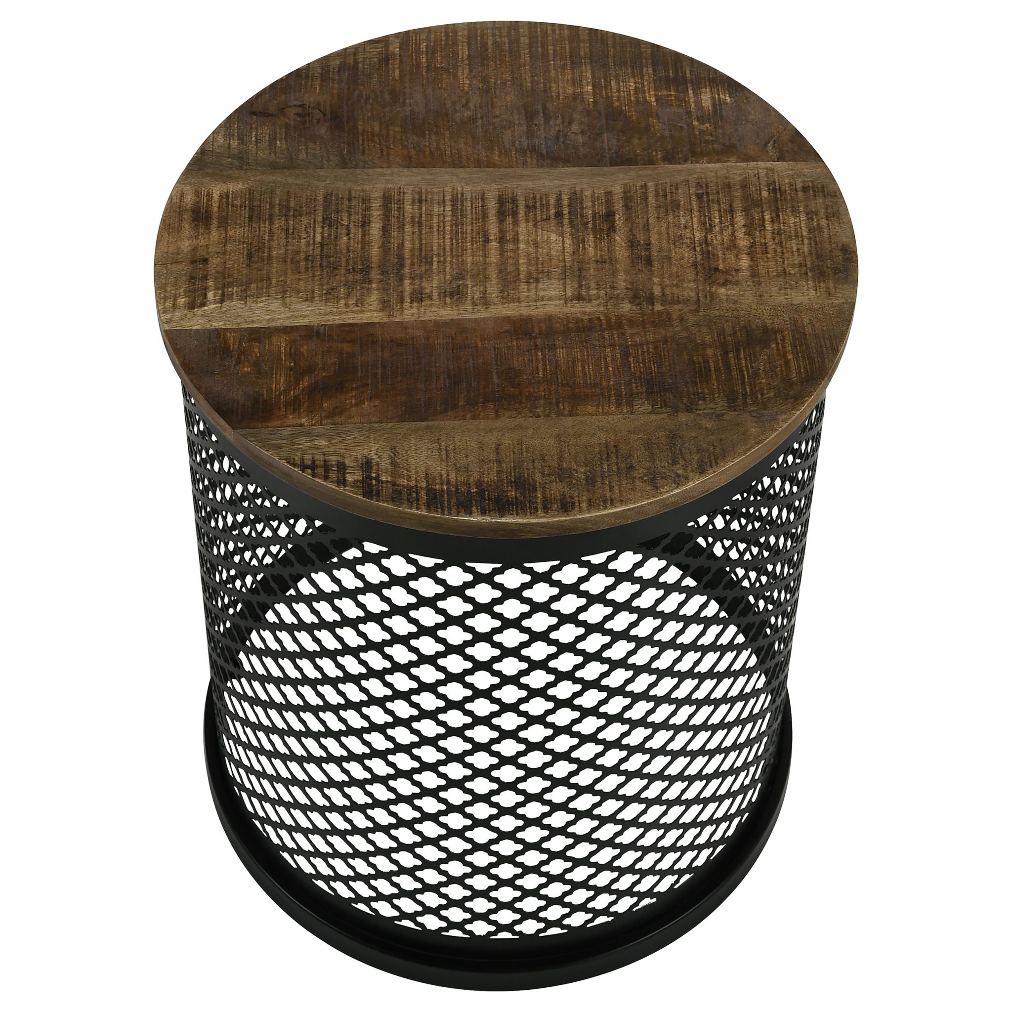 Aurora Round Drum Base Accent Side Table Natural and Black - Image 3