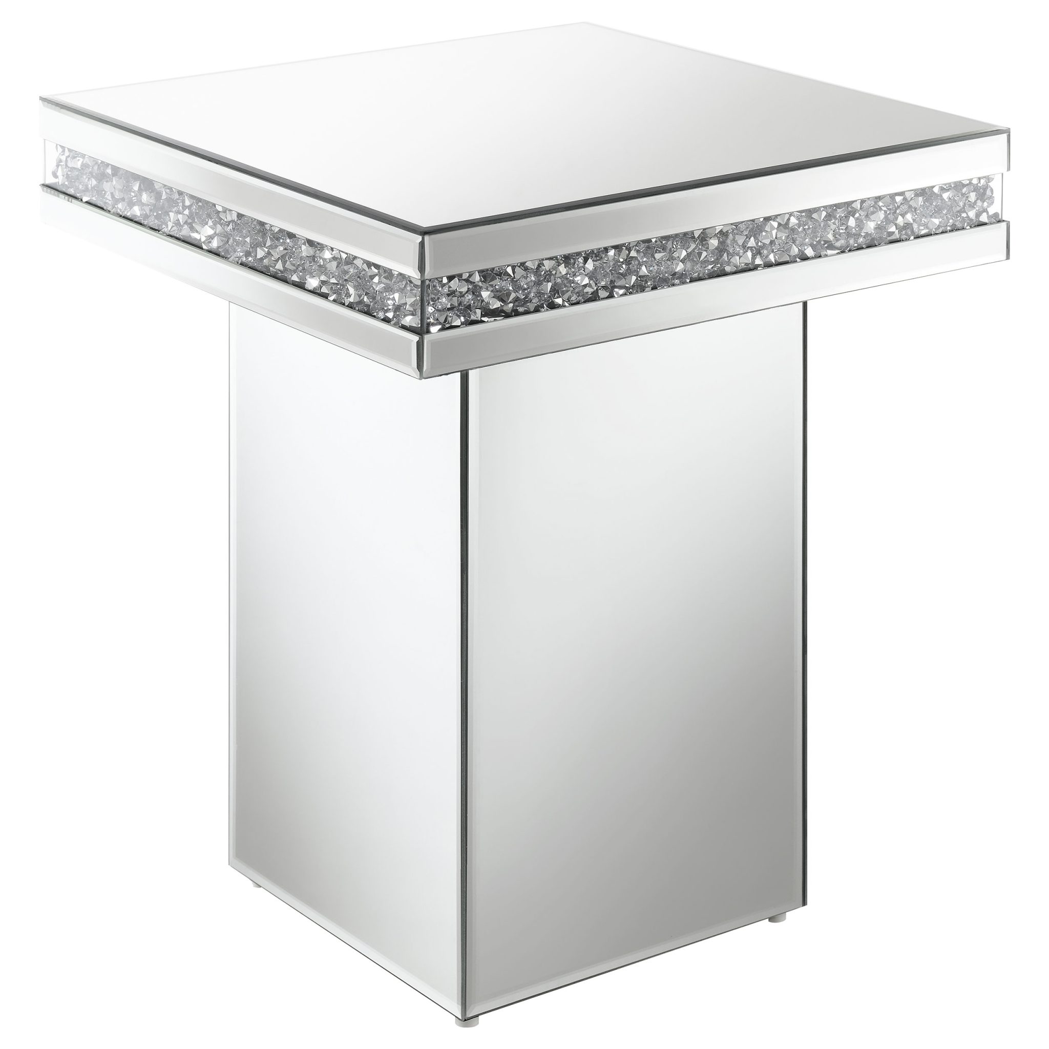 Elora Square Mirrored Accent Side Table Silver - Image 2