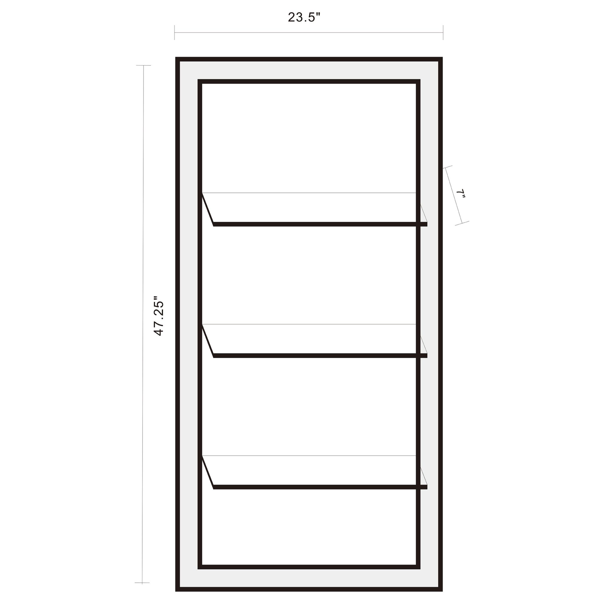 Oriel 24 x 47 Inch Rectangular 3-Shelf Wall Mirror Silver - Image 6