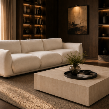 Cube Square Coffee Table – Beige Travertine